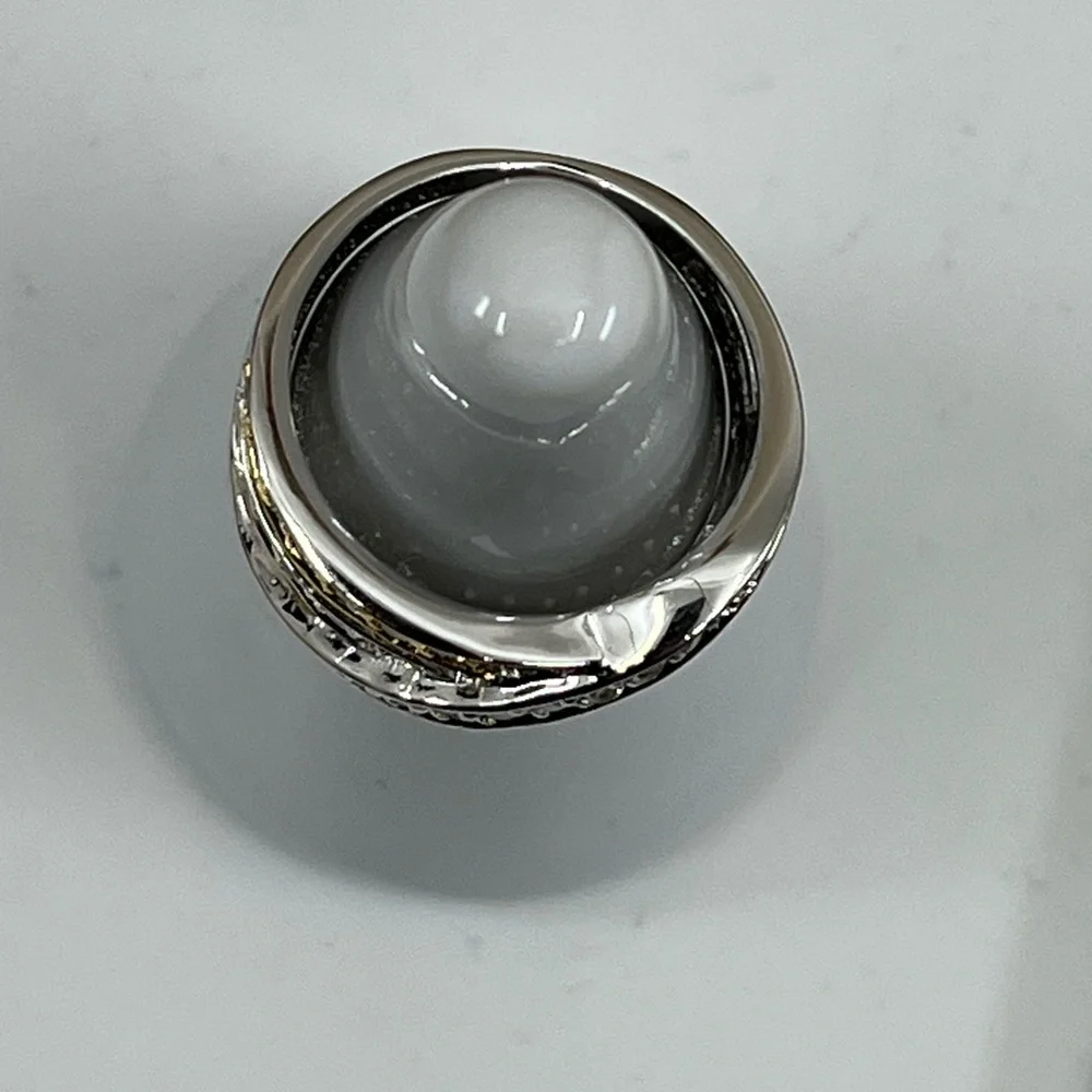 Stunning 925 Sterling Silver Two-Tone Crossover Ring โ Size 5.5 - Picture 16 of 17